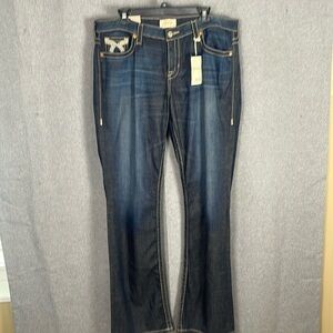 Big Star Woman’s 33L Maddie Boot Mid Rise Embroidered Jeans NWT 1002